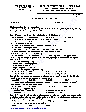 Đề thi thử THPT Quốc gia lần 4 môn Hóa học năm 2017 - Mã đề 123 - Trường THPT chuyên Nguyễn Trãi (Có đáp án)